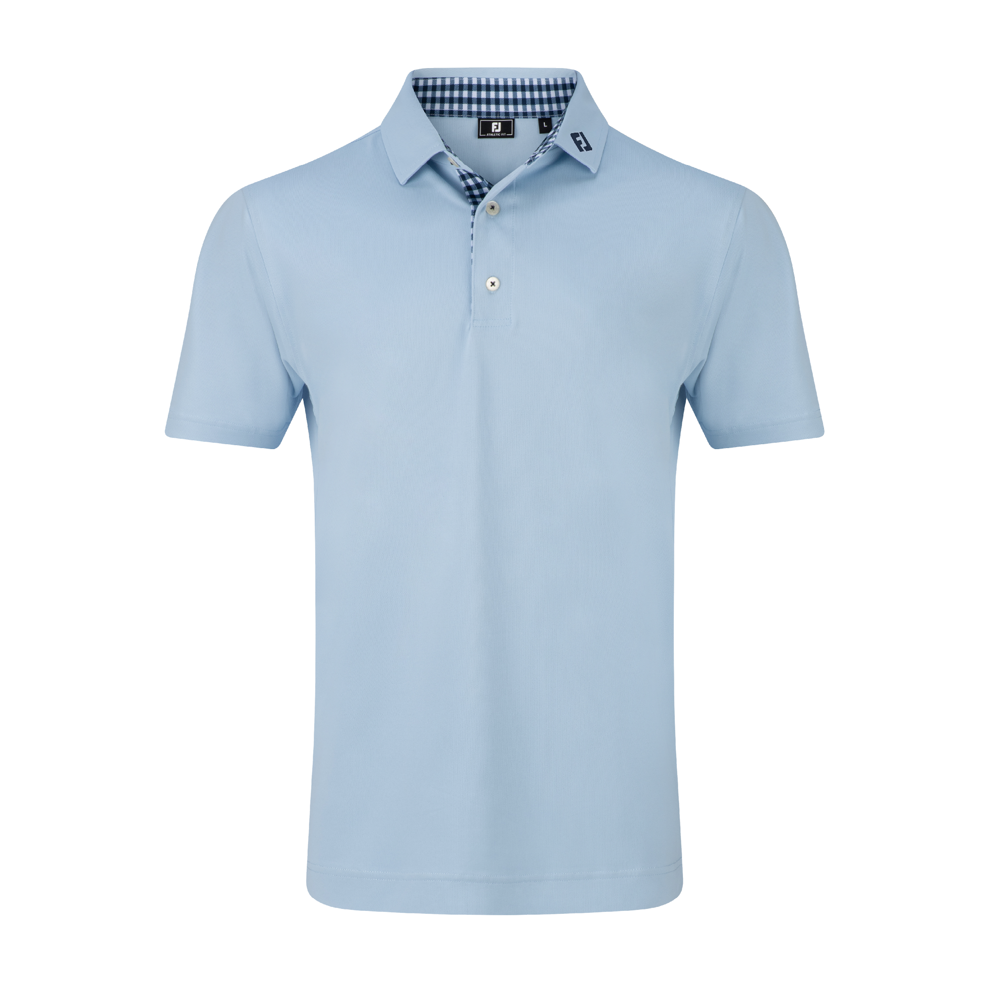 Stretch Pique Solid w/Gingham Trim