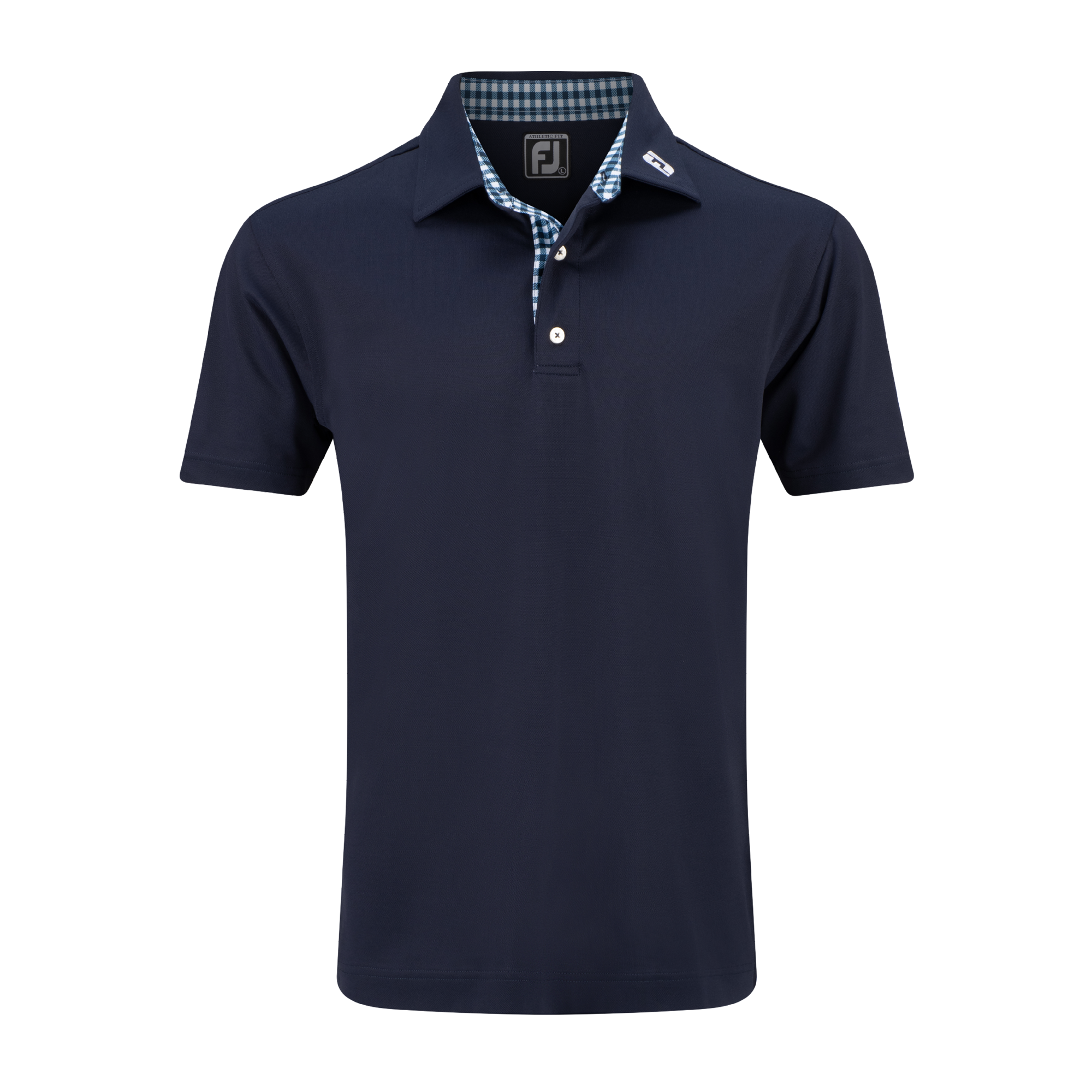 Stretch Pique Solid w/Gingham Trim