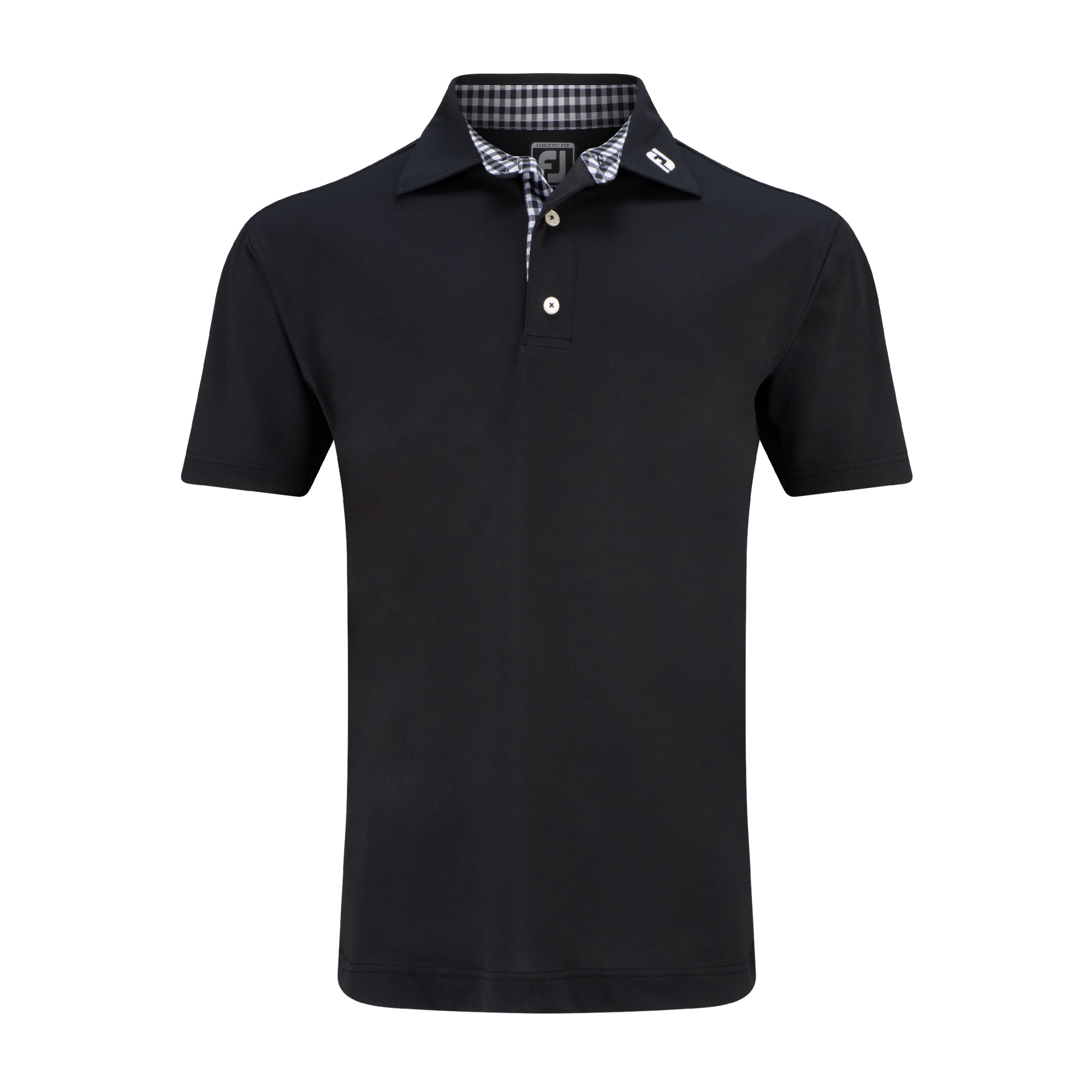 Stretch Pique Solid w/Gingham Trim